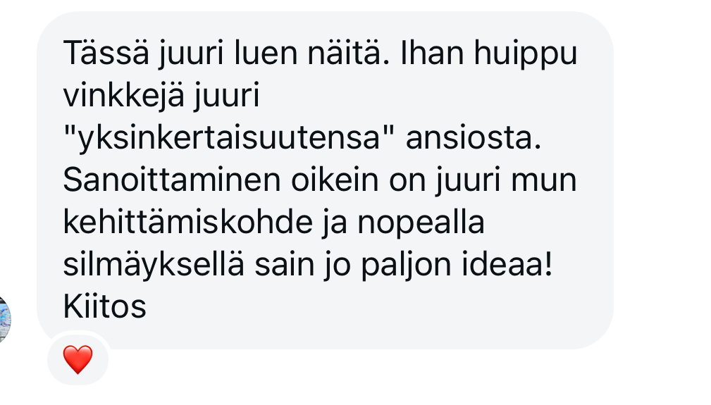 Palautetta valmennuksesta