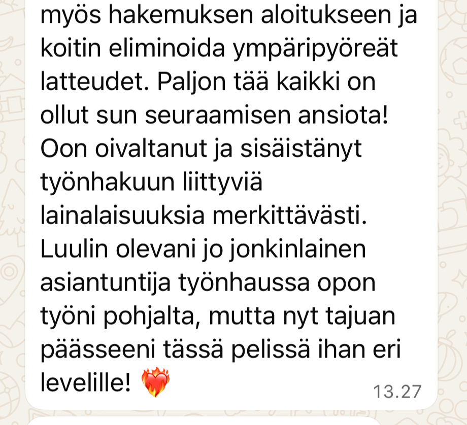 Palautetta valmennuksesta